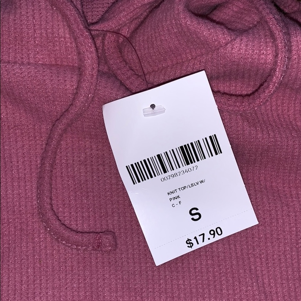 Pink Ribbed Cropped Hoodie - Picture 3 of 3